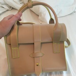 Joy Gryson Tribeca satchel bag in tan & neon